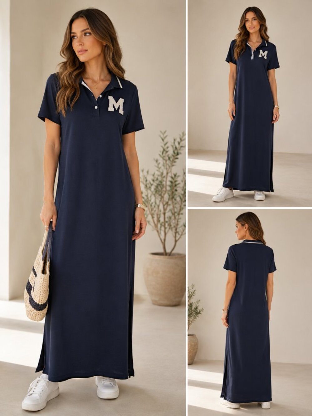 Navy Polo Maxi Dress Women's Size M